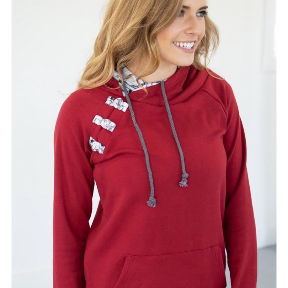 NWT. Cranberry & Plaid Hoodie w/thumb holes - Picture 2 of 3
